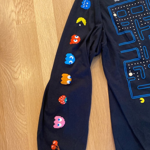 PAC MAN Unisex Black Long Sleeve Tee Shirt s PAC Man Images /Size S - Picture 2 of 9